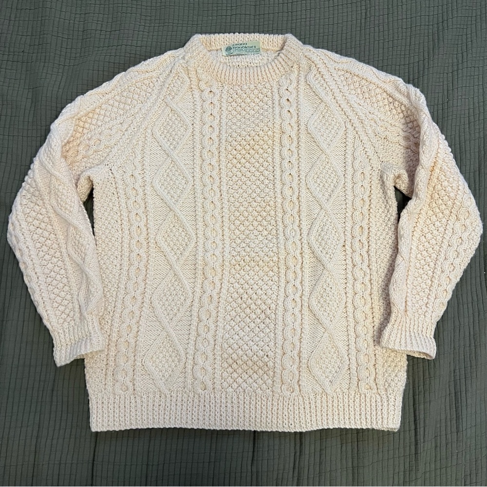Genuine vintage hand knit made in Ireland 100% wool fisherman’s sweater